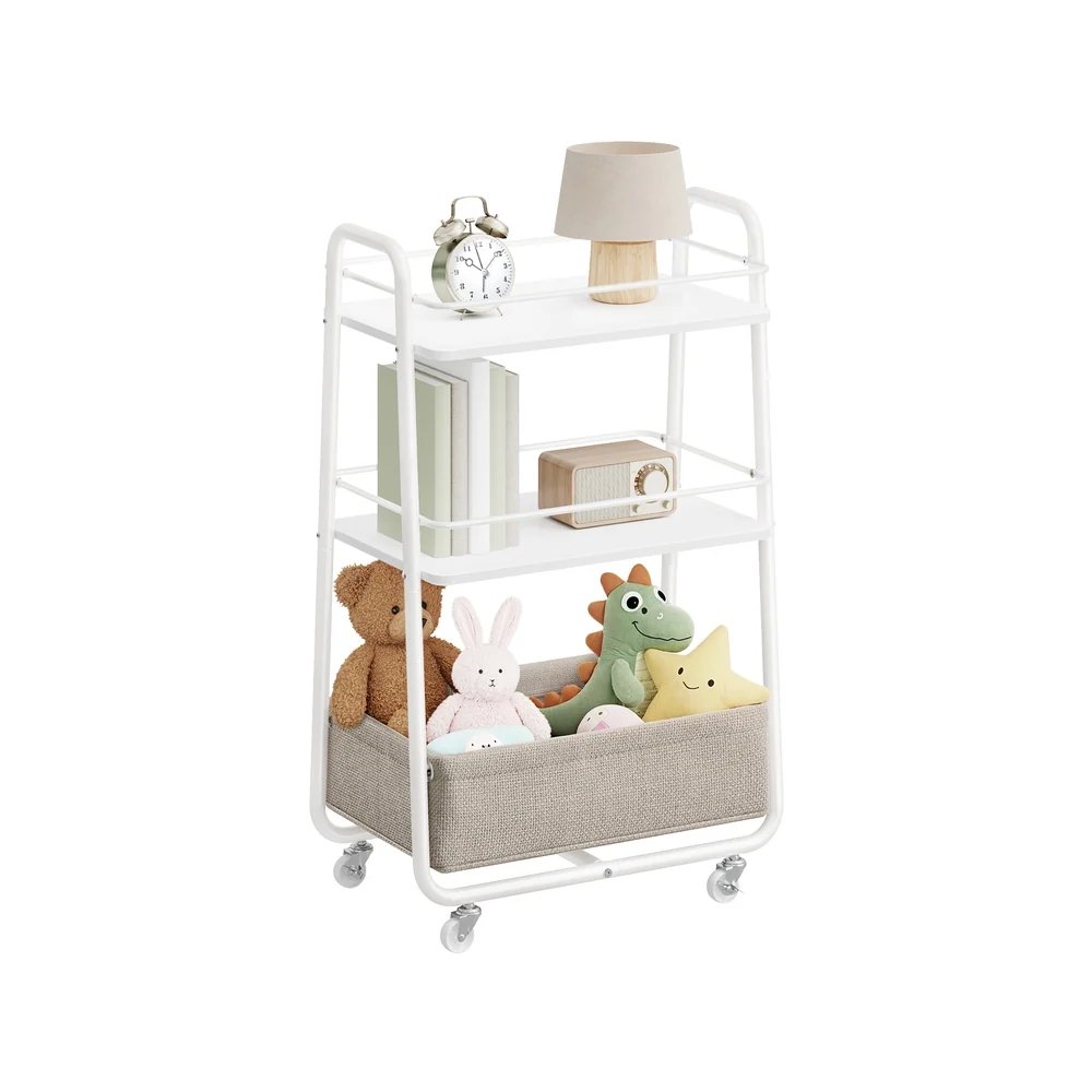 VASAGLE LILEA Colección - Carro de Almacenamiento Beige Natural y Blanco