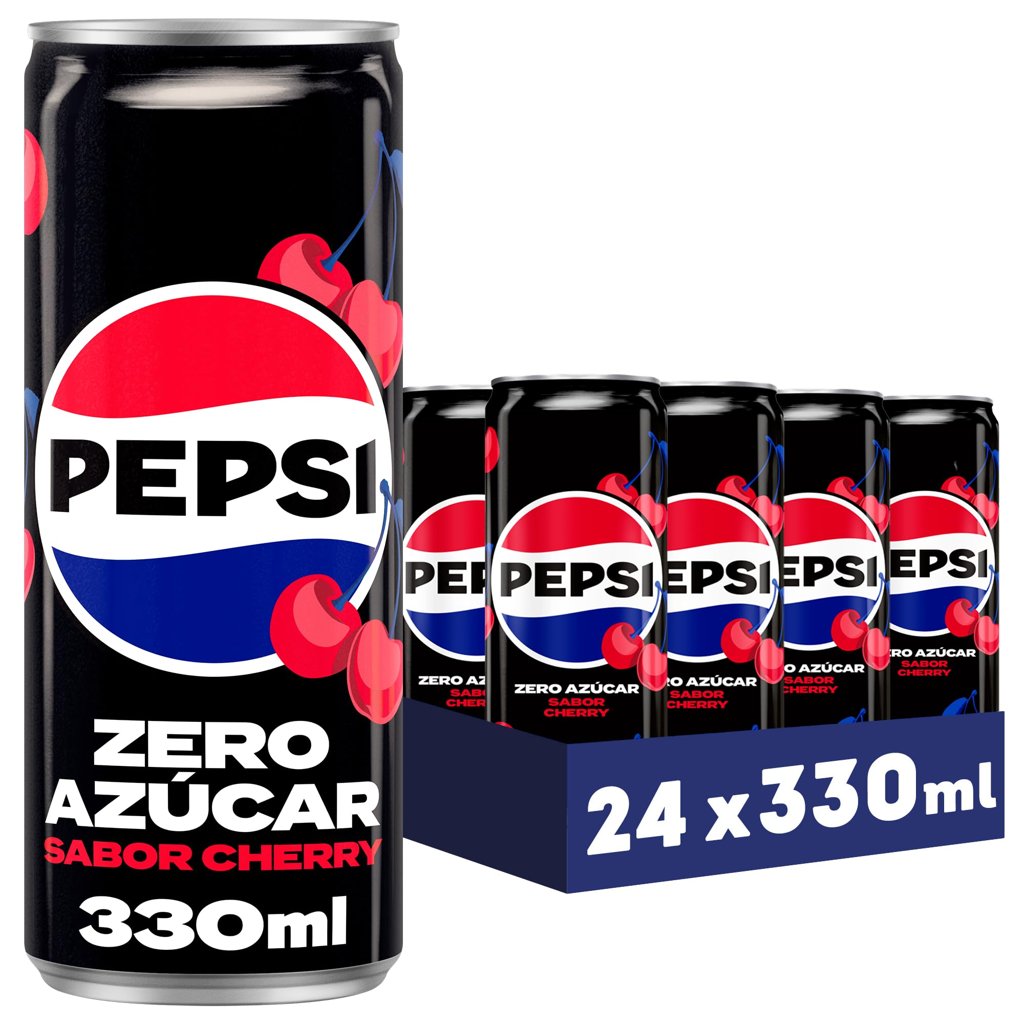 Pack 24 latas Pepsi Zero Cherry: refresco sin azúcar y toque de cereza