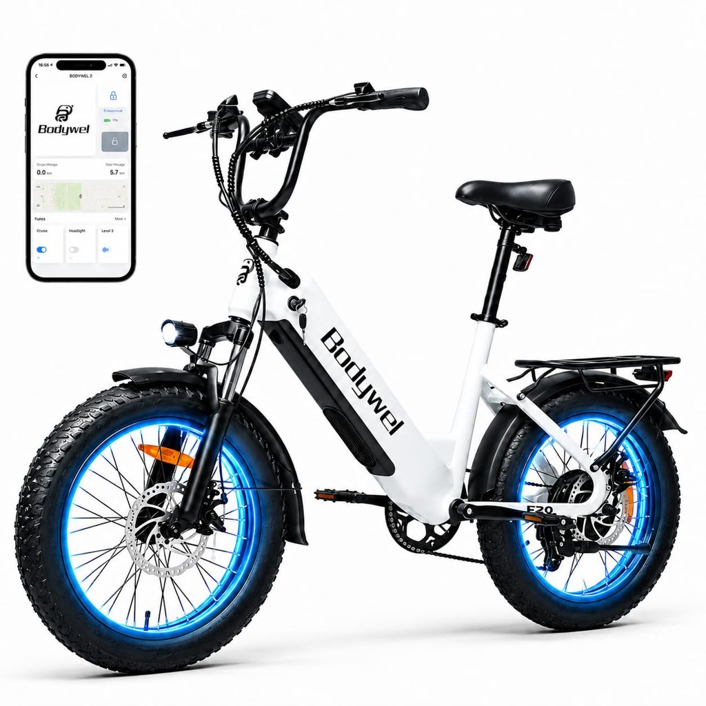 Bodywel F20 Bicicletas Eléctricas Adultos, 20x3” e-Bike Todo Terreno, Batería 48V 15Ah, Motor 250W, 7 Velocida