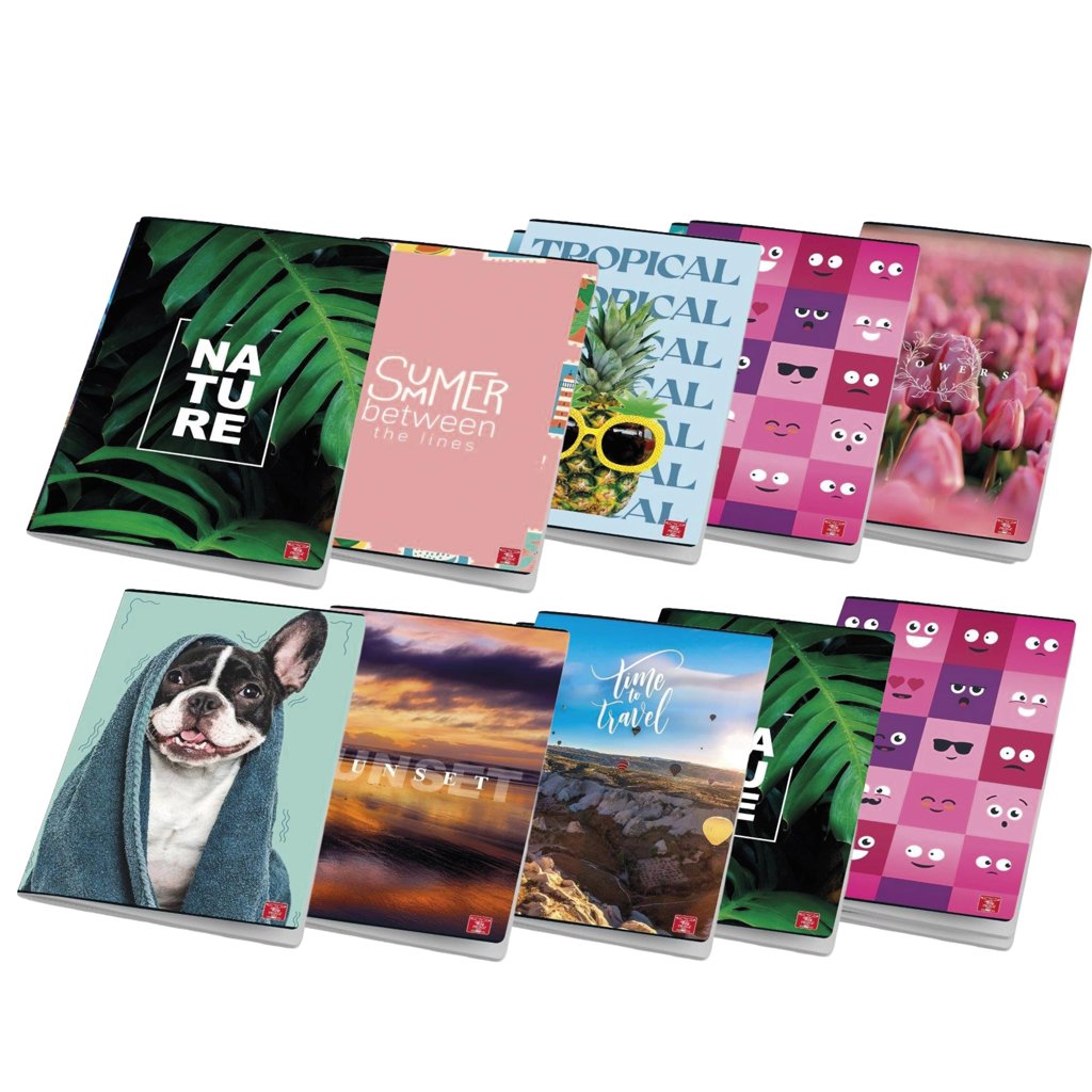 10 Cuadernos grande surtido diseños, formato A4, 80 páginas