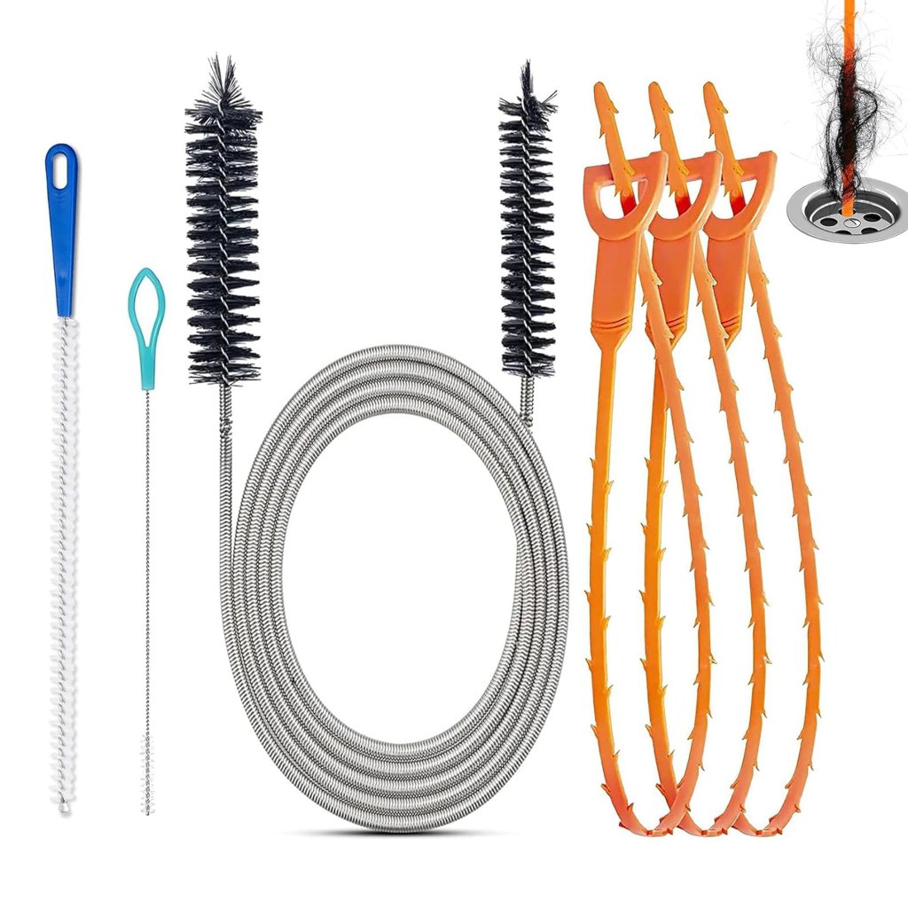 Kit 6 piezas para desatascar y limpiar el fregadero