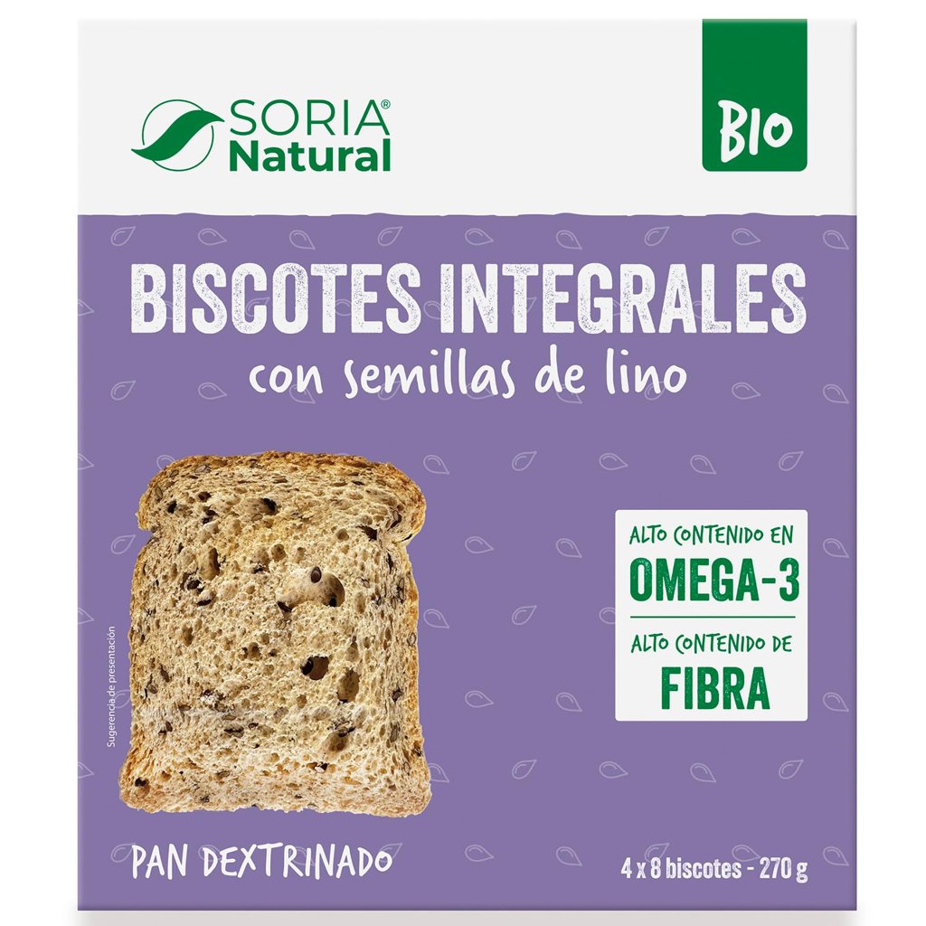 Pack 4 biscotes integrales Soria Natural con lino y AOVE