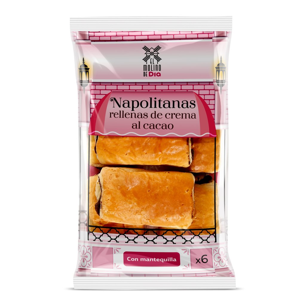 Napolitanas rellenas de crema de cacao