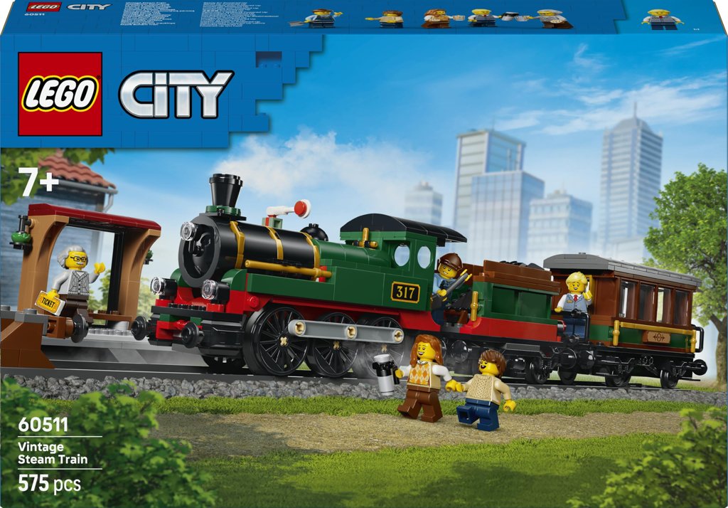 Descubre el tren de vapor retro LEGO City: diversión sobre rieles