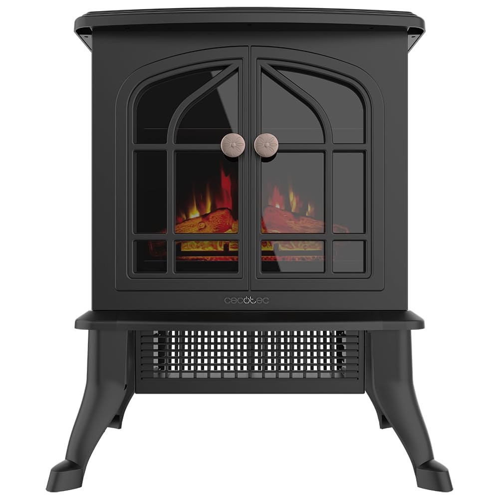 Cecotec Chimenea Eléctrica de Pie ReadyWarm 2000 Flames. 2000 W, 2 Niveles de Potencia, Termostato Ajustable