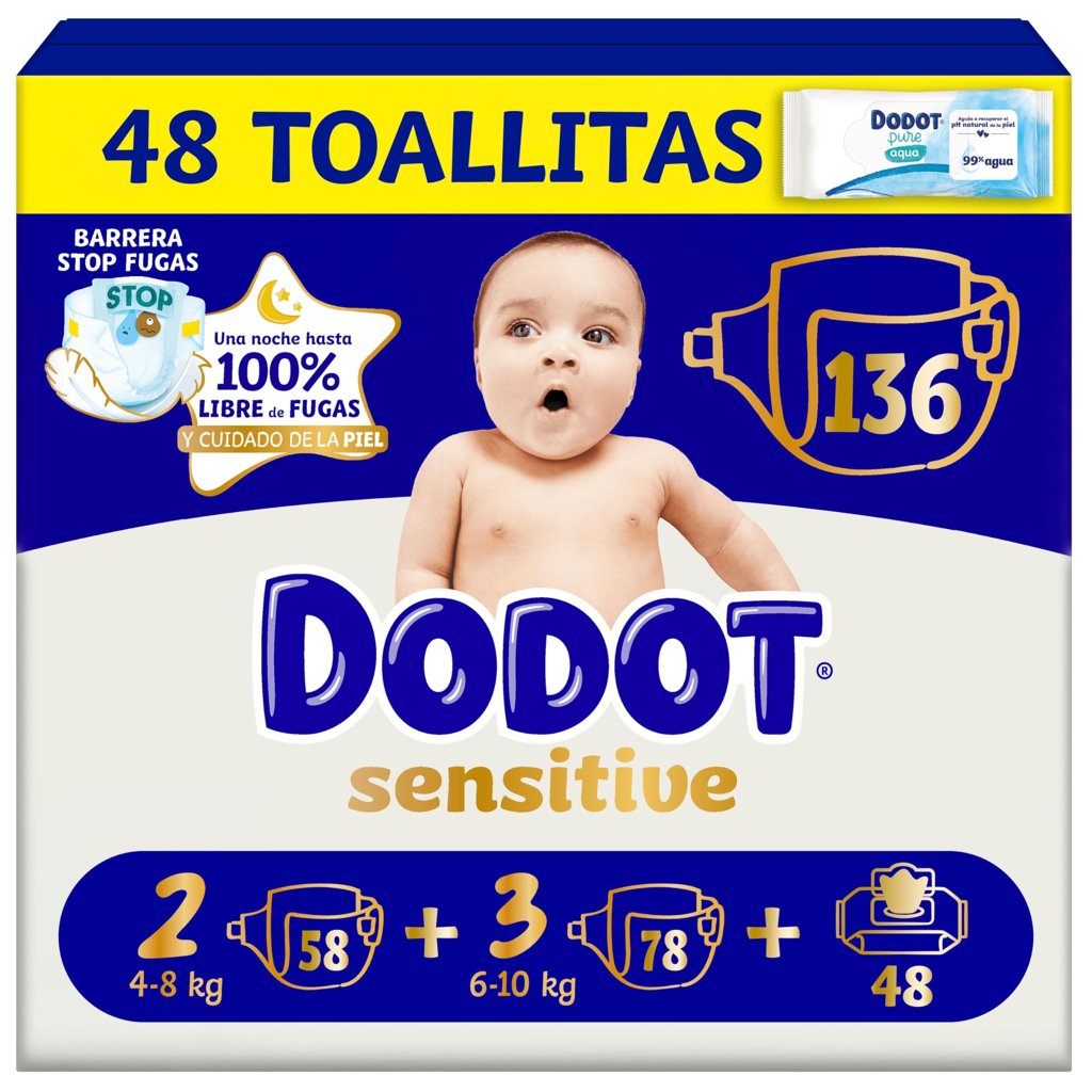 Kit Dodot Sensitive: pañales y toallitas para recién nacido