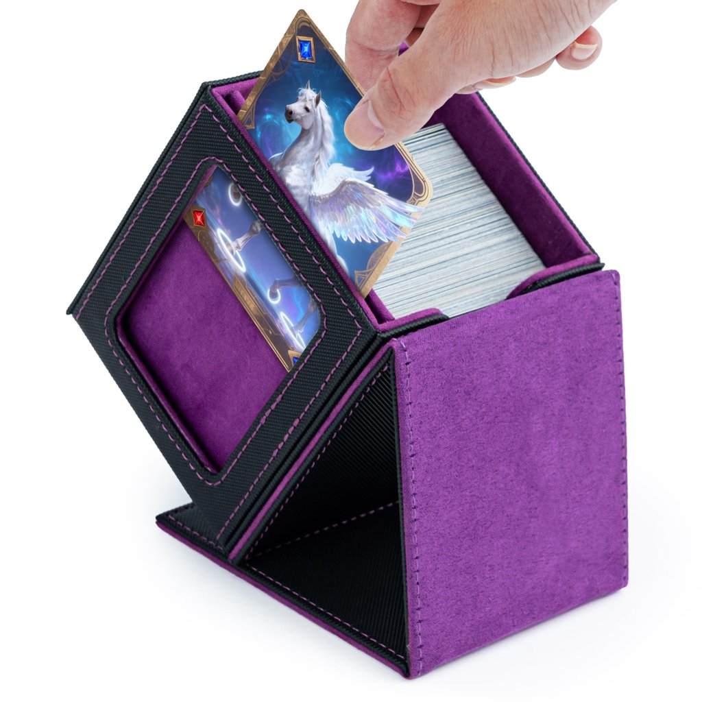 Caja vertical con ventana para 100 cartas MTG – protege y muestra tu mazo