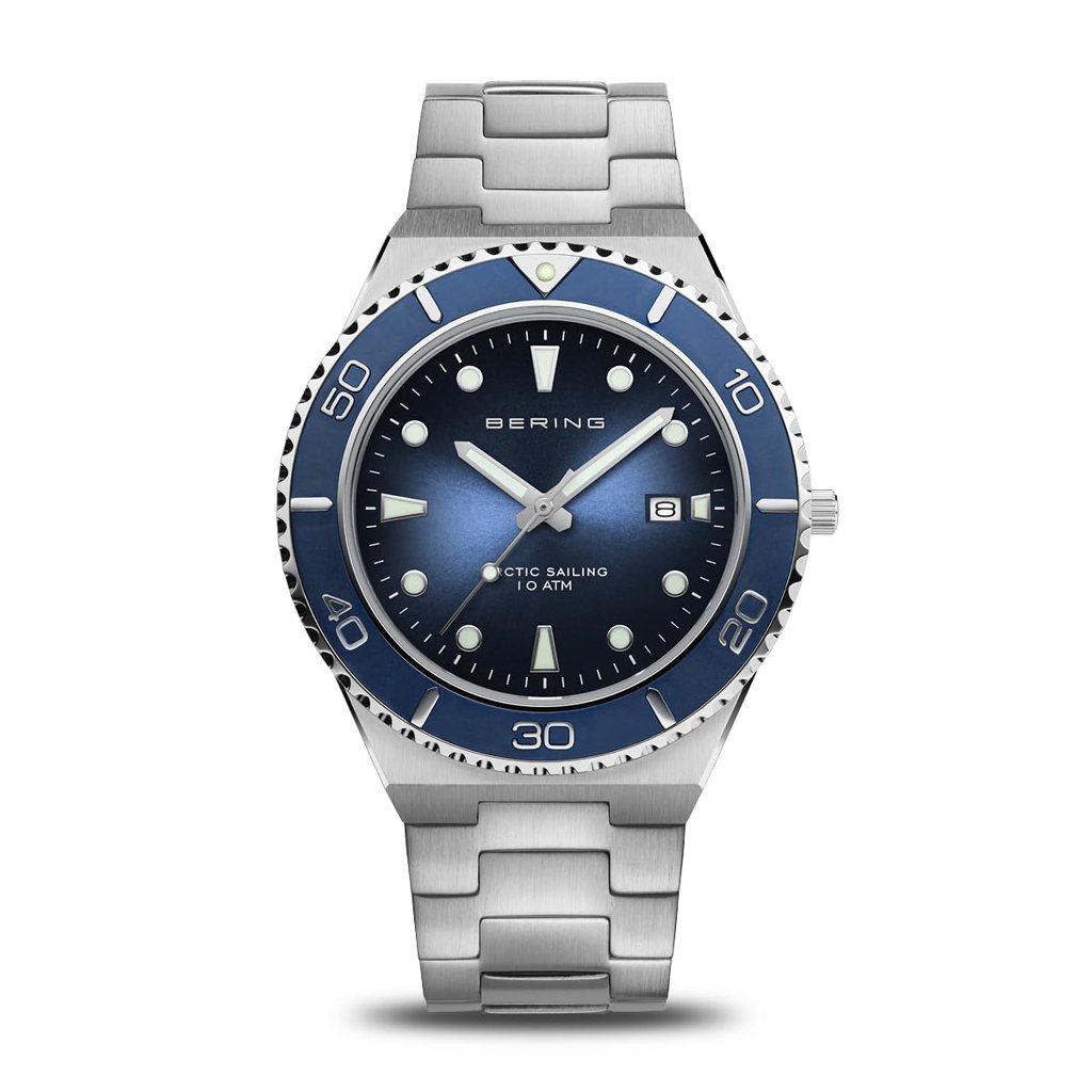Reloj de acero Bering 43 mm con cristal de zafiro – estilo y resistencia