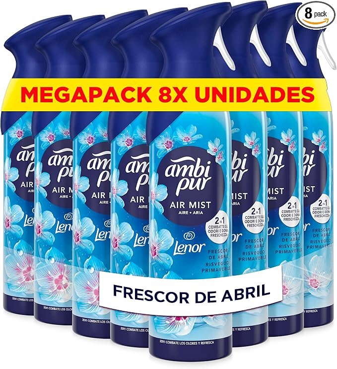 Ambi Pur Lenor Frescor de Abril: Spray de 8 × 185 ml