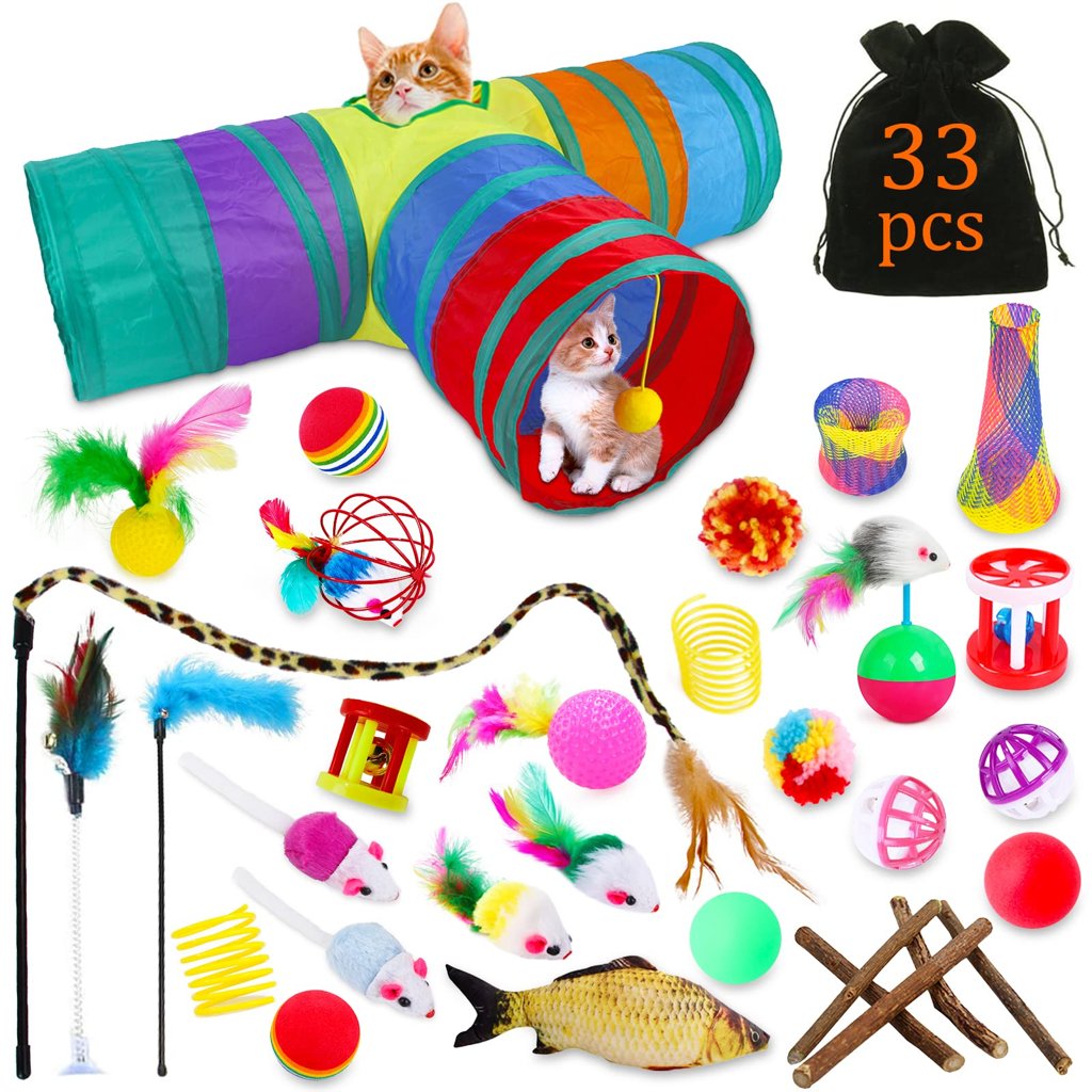 Diversión total para tu gato: set de 33 piezas con túnel y juguetes