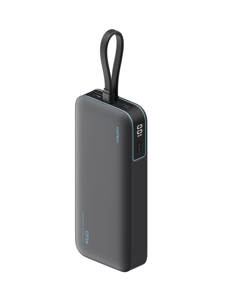 Power Bank CUKTECH 20000 mAh con carga rápida 40 W y cable USB‑C integrado