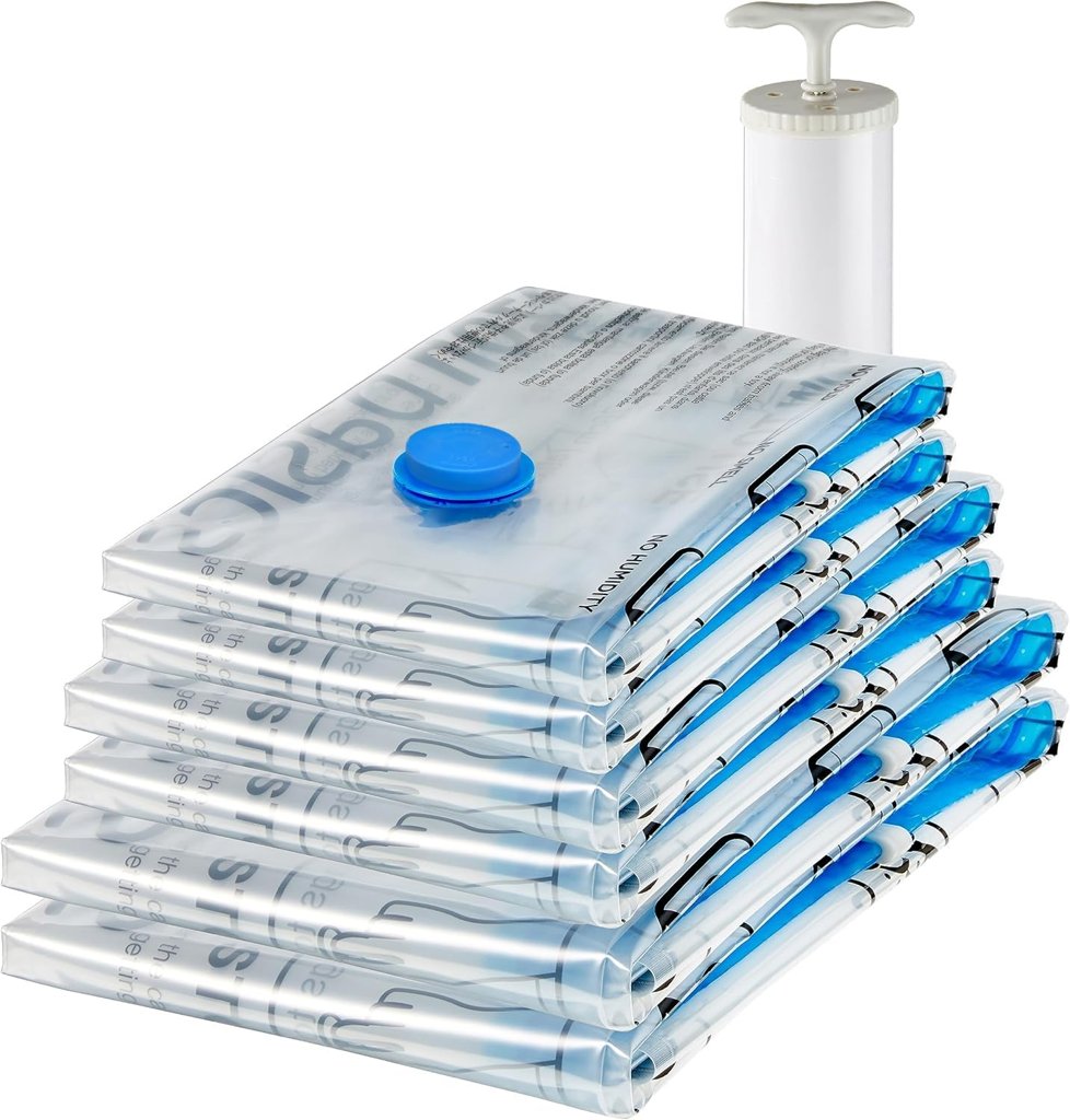 Pack de 6 bolsas de vacío con cremallera y boca para aspirador