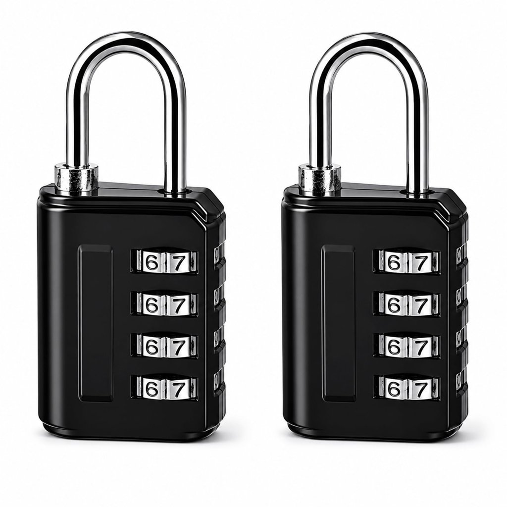 Candado de combinación 4 dígitos – pack de 2 para equipaje y herramientas
