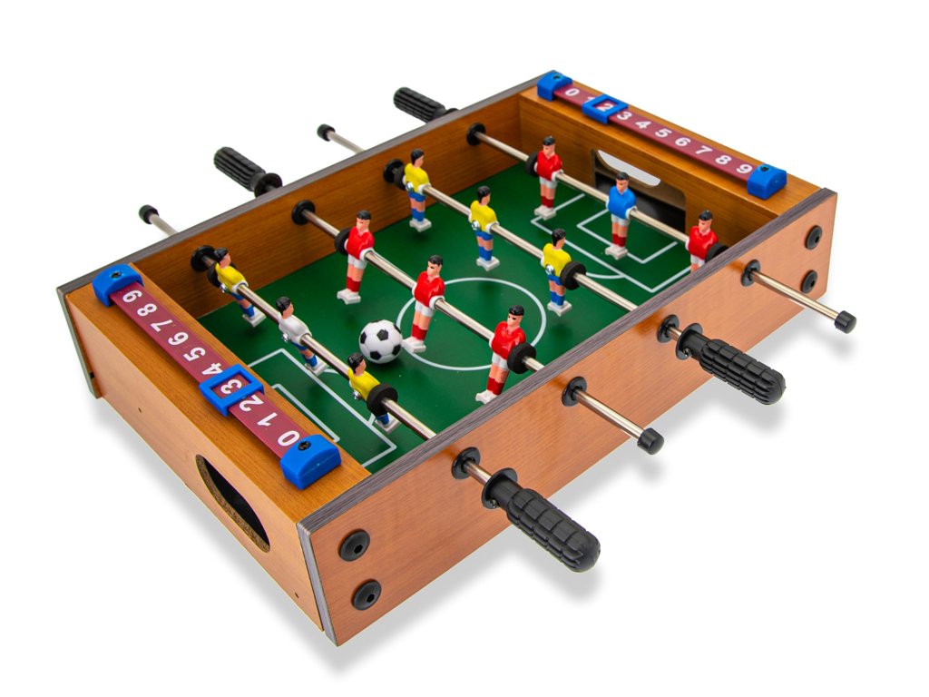 Futbolín de madera miniatura para niños – diversión en casa