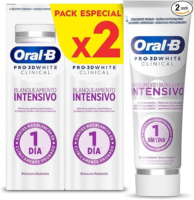 Oral-B Pro 3D White Clinical Dentífrico Blanqueante, 2x75ml