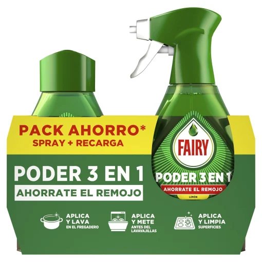 Lavavajillas 3en1 con aroma a limón + recarga Fairy 1L