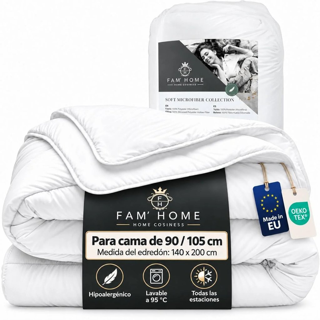 Relleno Nórdico FAM Home -140x200 cm- Edredón 4 Estaciones 300 g/m² Hipoalergénico