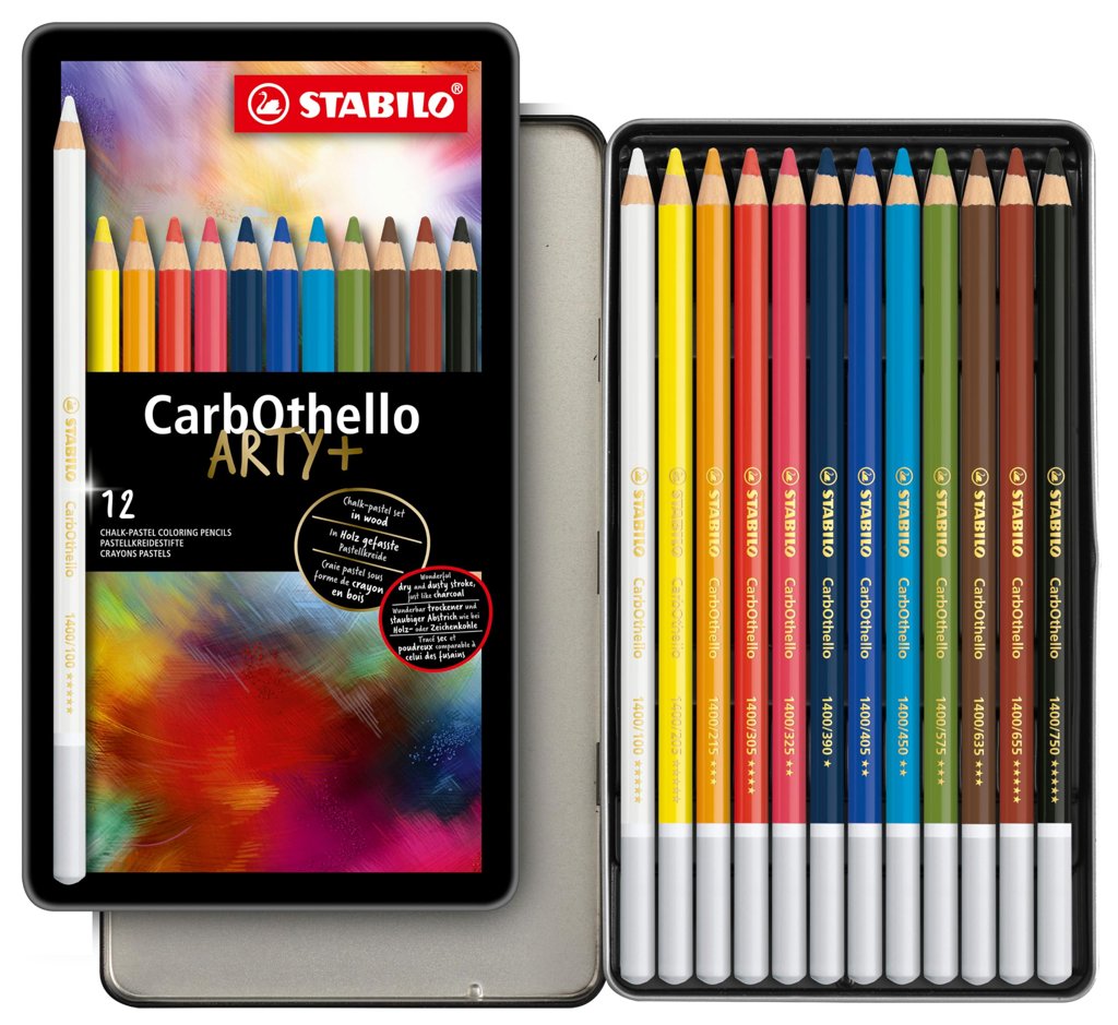 STABILO CarbOthello ARTY+ - Lápices de color Tiza-Pastel (Estuche metálico 12 unidades)