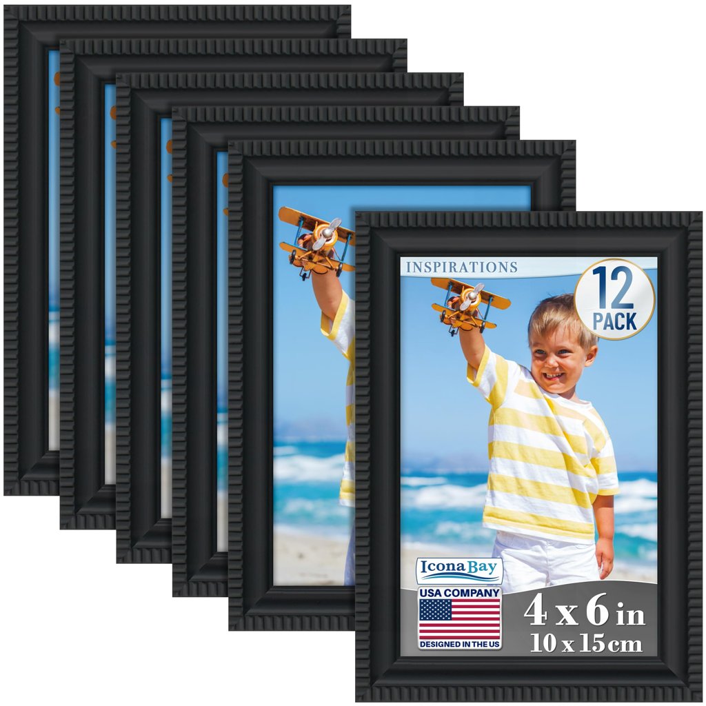 Paquete de 12 portarretratos negros 4x6 – Ideal para tus fotos