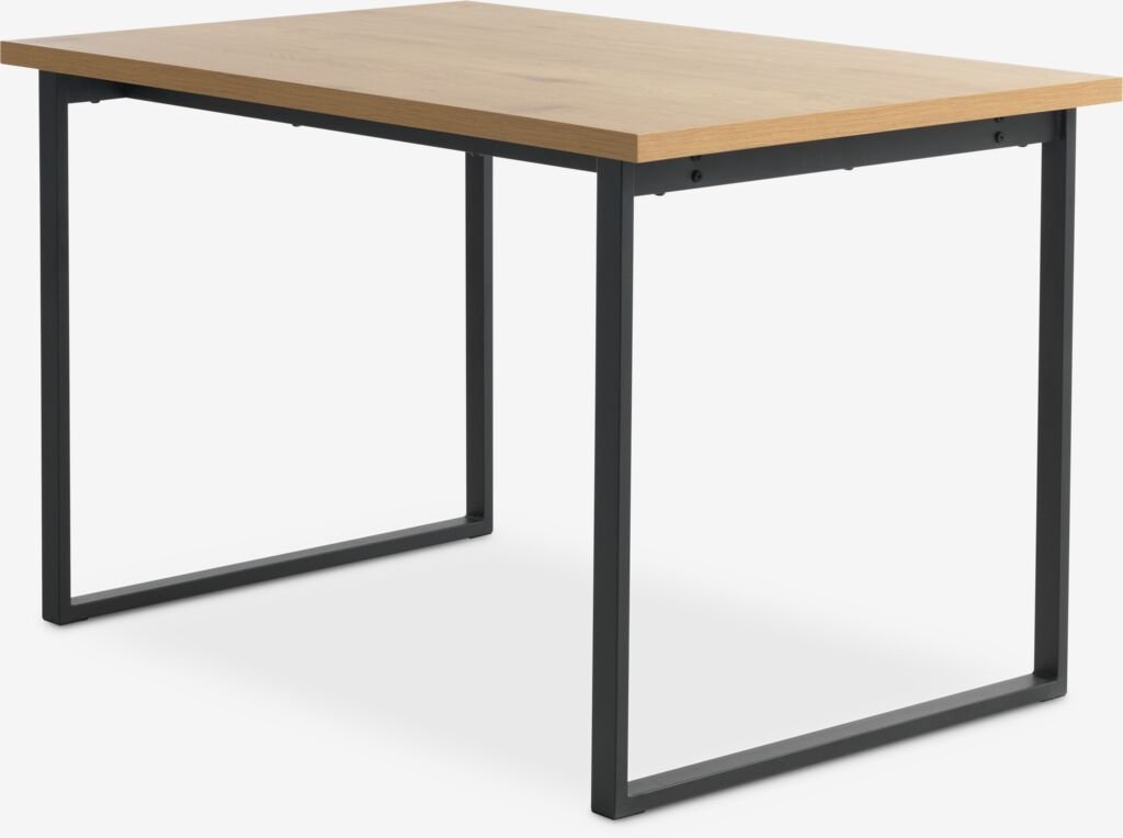 Mesa de comedor de roble cálido con patas negras por 85€