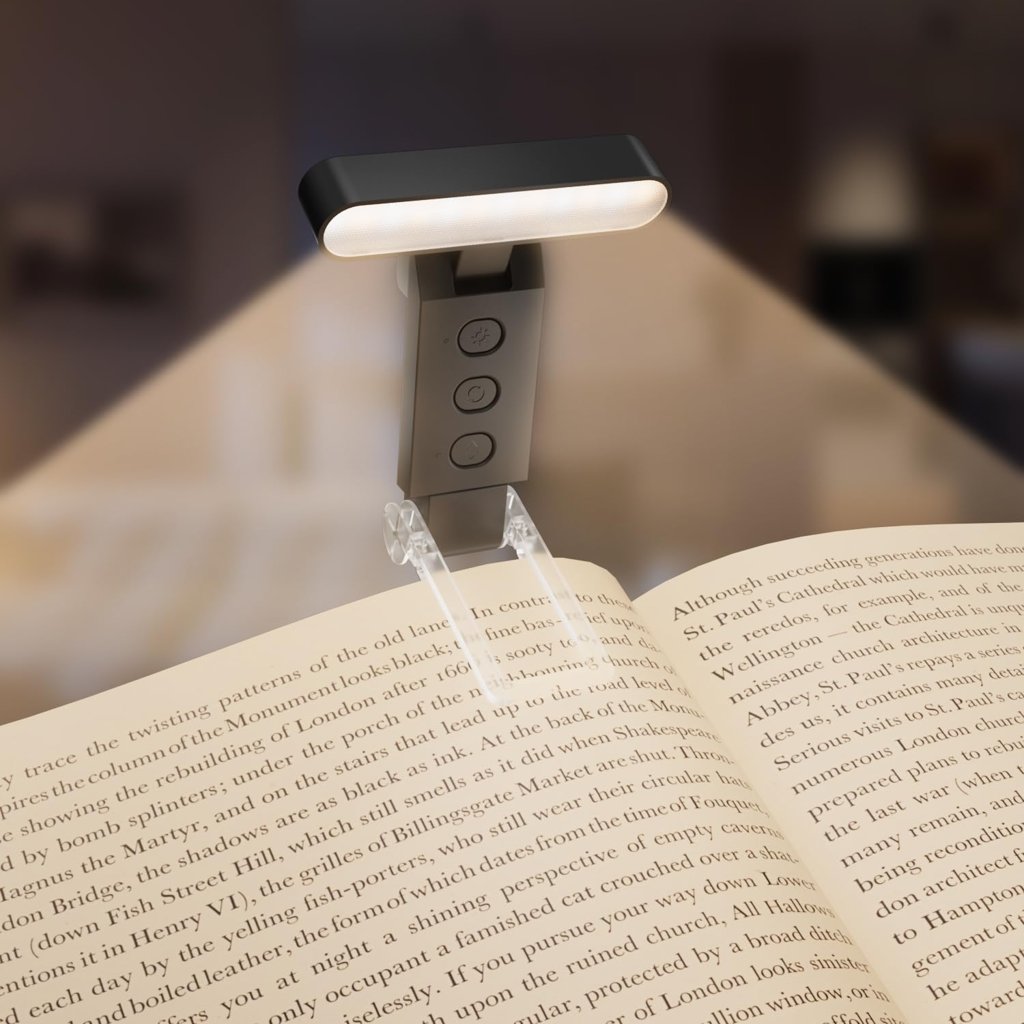 Lámpara LED de clip recargable: luz ajustable para leer de noche