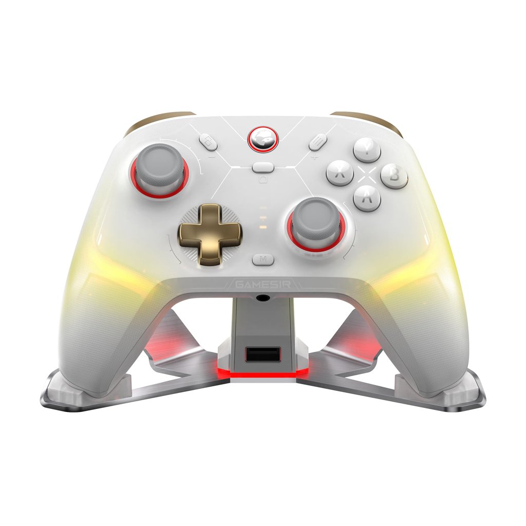 GameSir Cyclone 2 Mando PC Inalámbrico con Base de Carga,TMR, RGB (Blanco)