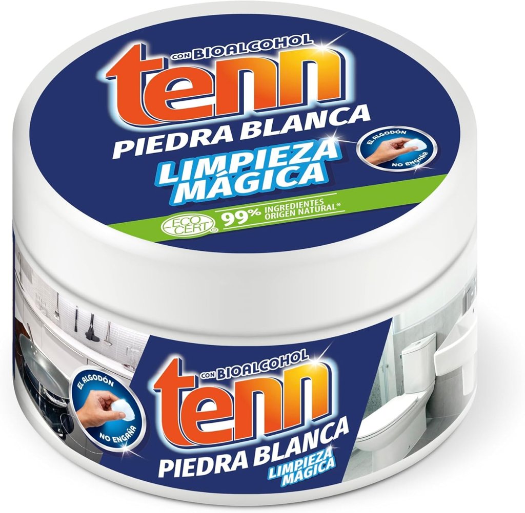 2 X Tenn Piedra Blanca Limpieza 375g: Limpiador Universal con Arcilla - Desengrasa y Abrillanta Todas las Supe