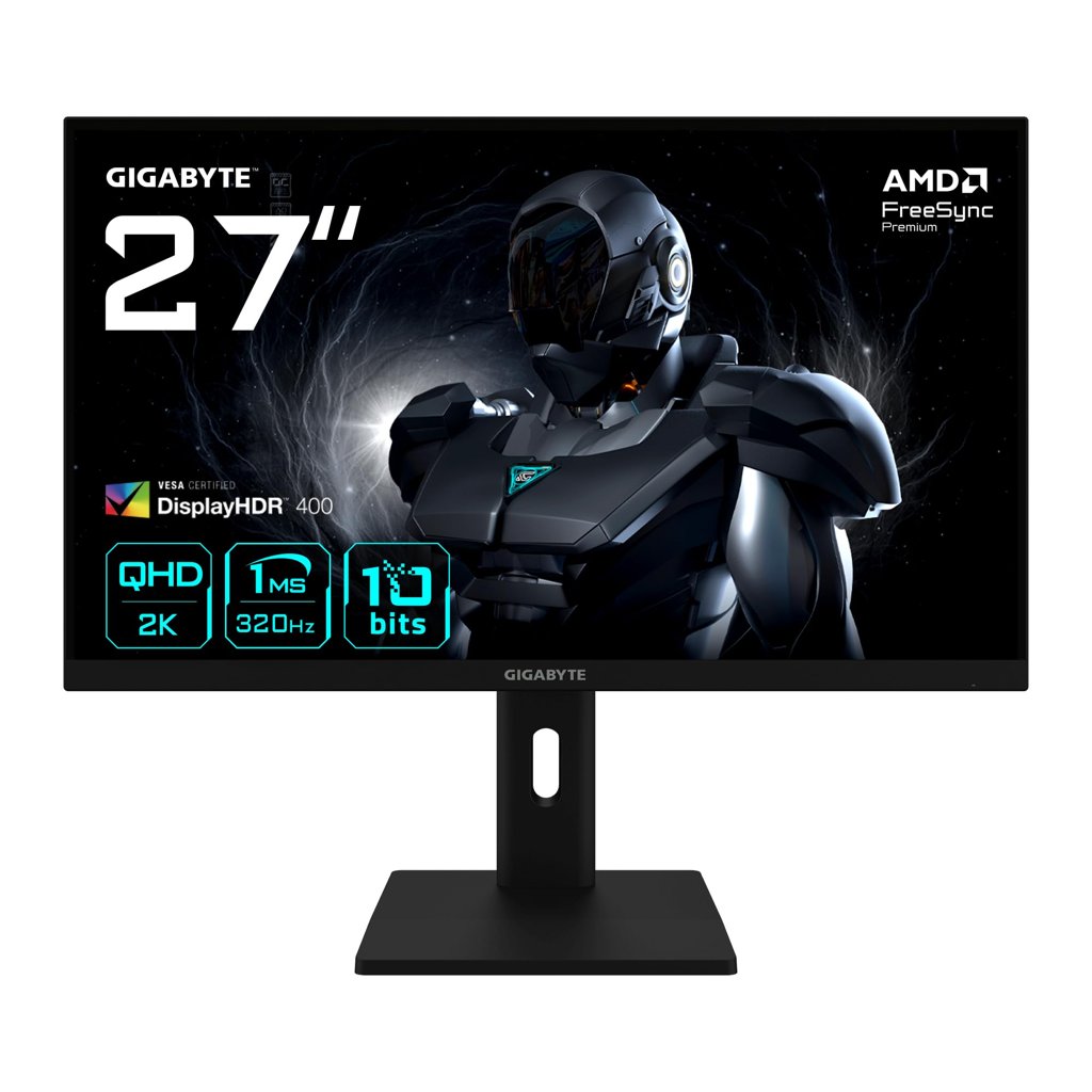 GIGABYTE G27Q3 Monitor Gaming 27” 2K QHD - 2560 x 1440, 320Hz, 1ms, 350 CD/m², FreeSync Premium, Display HDR40
