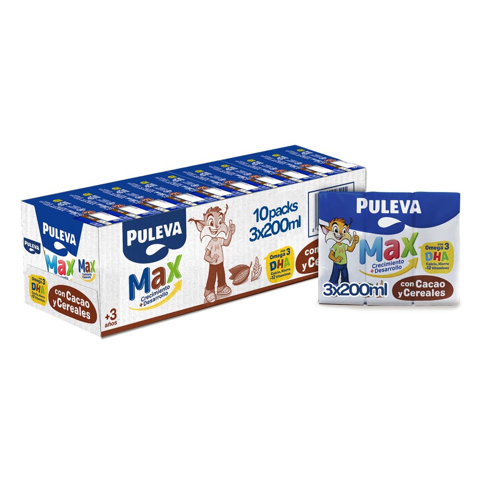 Leche de crecimiento Puleva Max con cereal y cacao, ¡ahorra 35%!