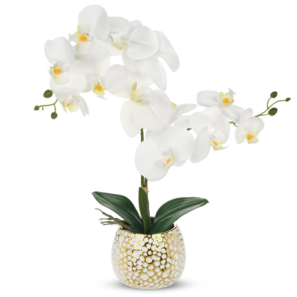 Orquídea artificial con jarrón: elegancia sin mantenimiento