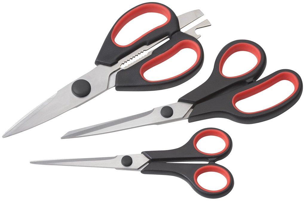 Set de 3 tijeras de acero inoxidable para cocina y manualidades