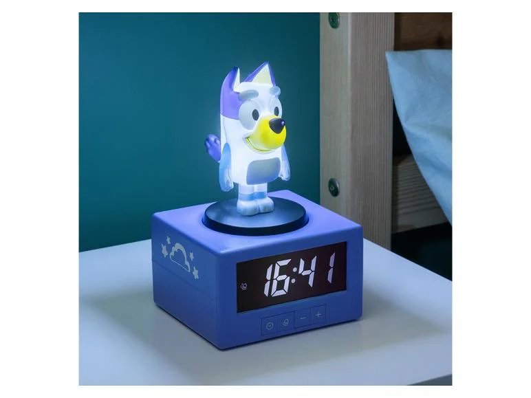 Despertador infantil con luz nocturna y canción oficial – Bluey o Peppa