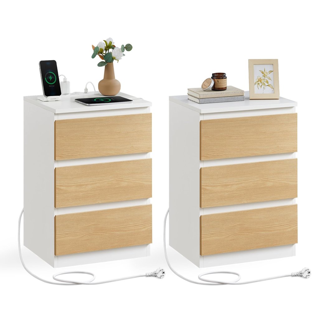 Set de 2 mesitas de noche con cargador integrado para tu dormitorio