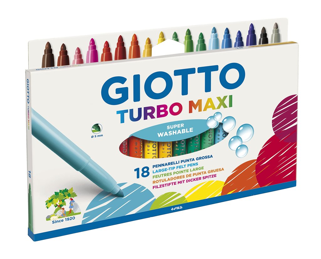 Set de 18 rotuladores Giotto Turbo Maxi con asa – colores surtidos