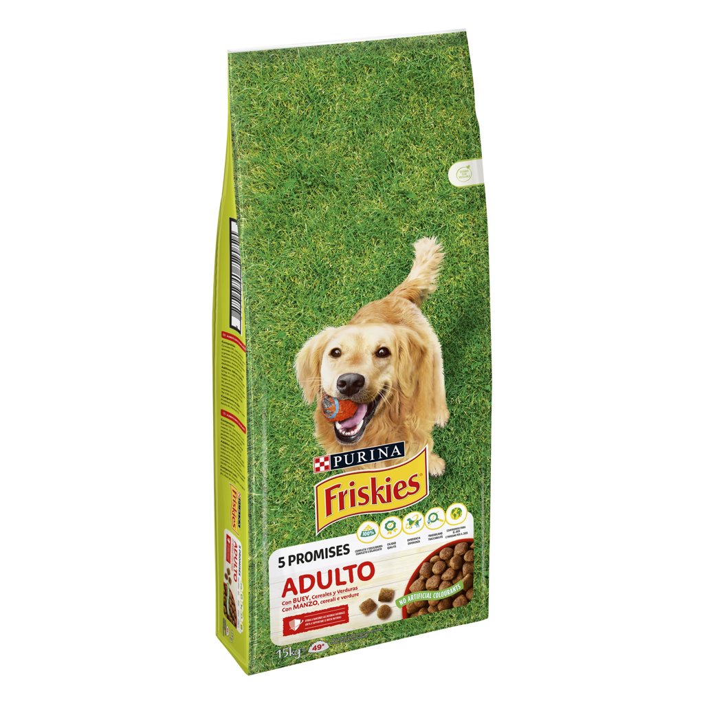 Friskies Pienso Adulto Buey y Verduras 15 kg – Pack 30 kg