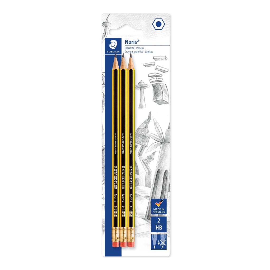 Pack de 3 lápices STAEDTLER Noris con goma y agarre antideslizante
