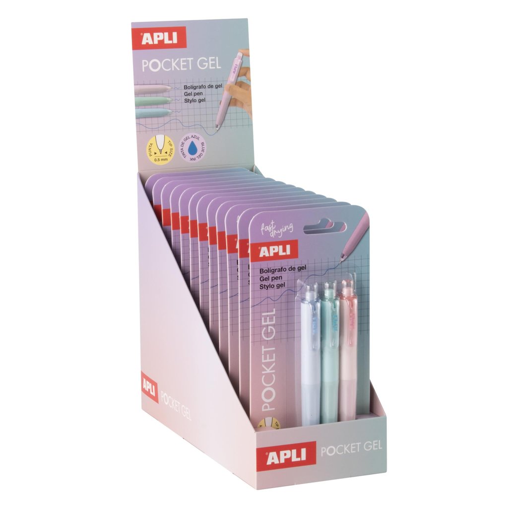 Organiza tus colores con el expositor de 12 packs de bolígrafos gel mini pastel