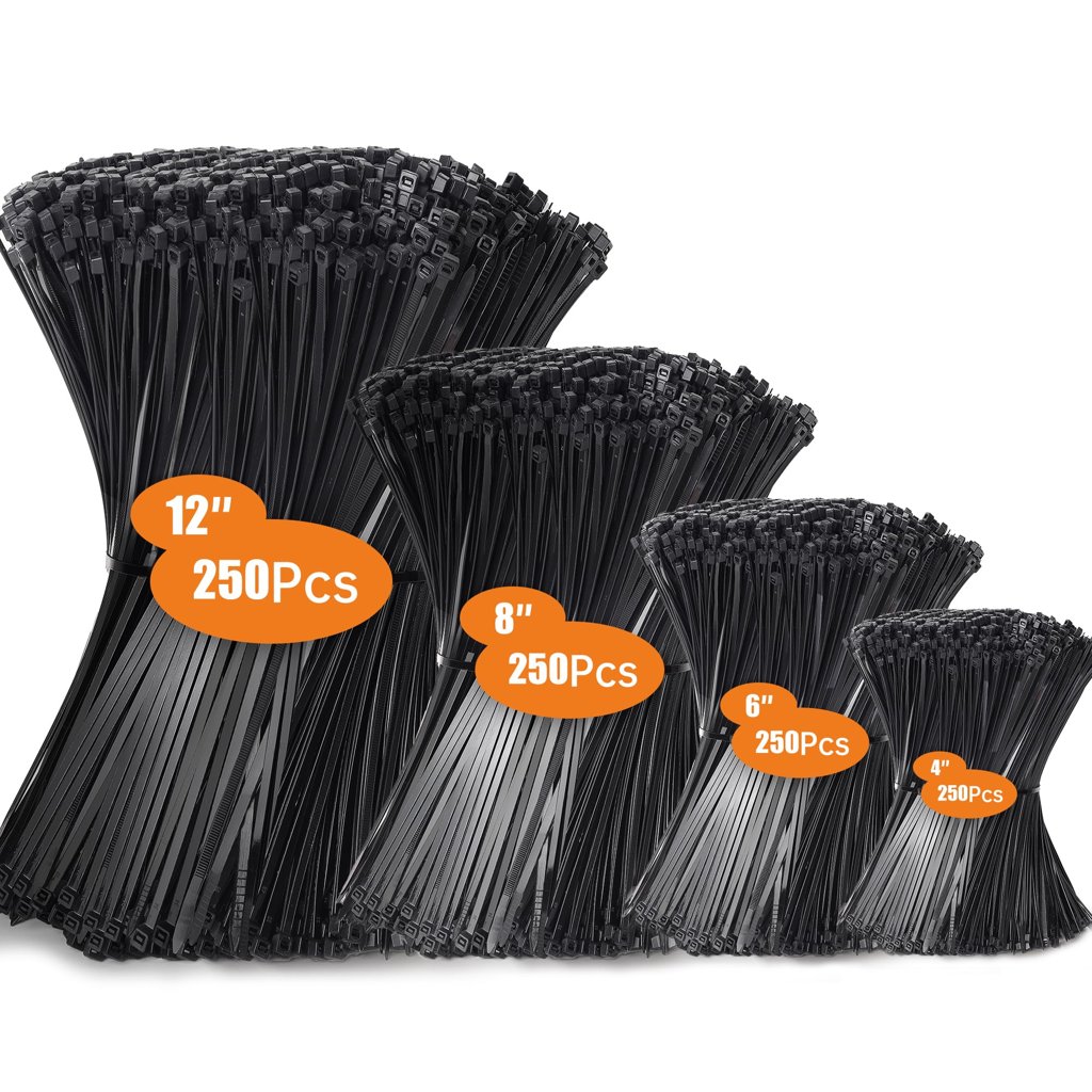 Pack de 1000 bridas profesionales de 18 kg, UV‑resistentes