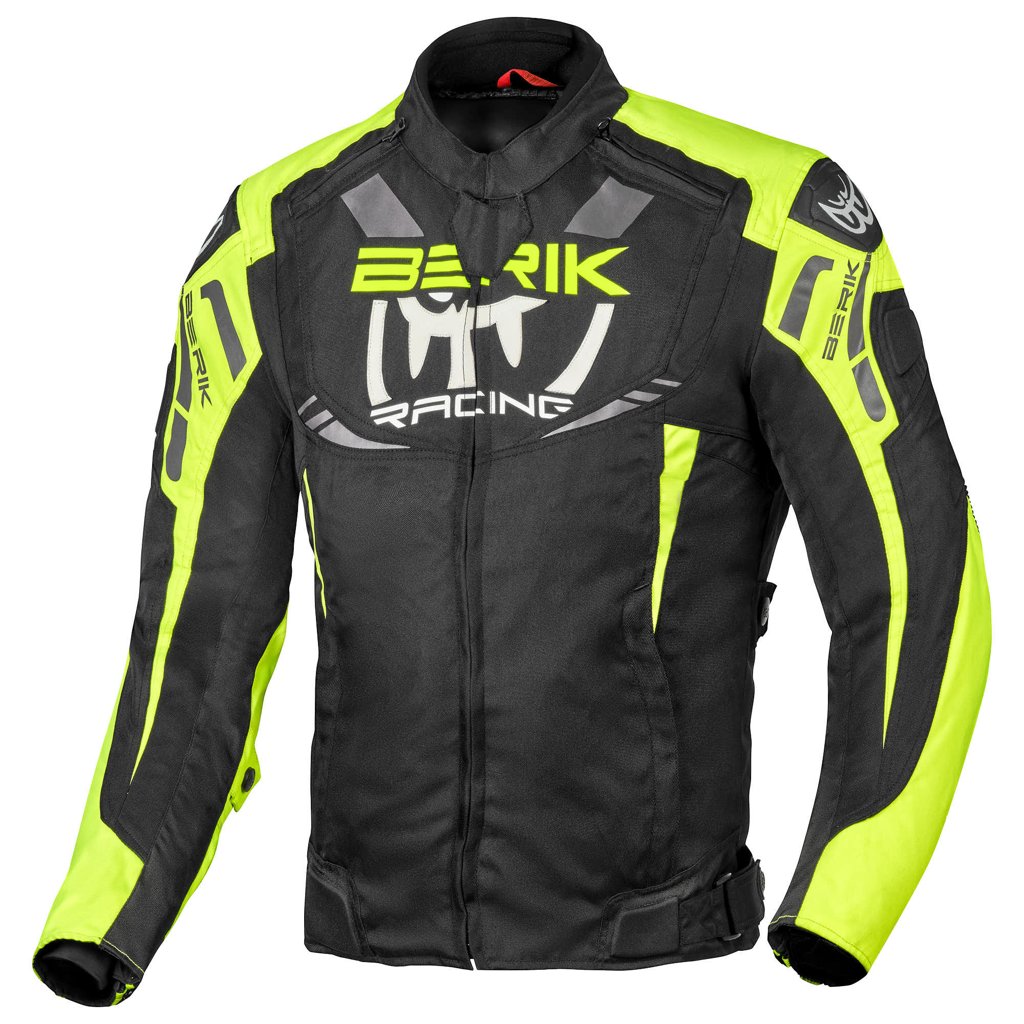 Berik Amras Chaqueta Textil de Motocicleta Impermeable negro/amarillo/blanco