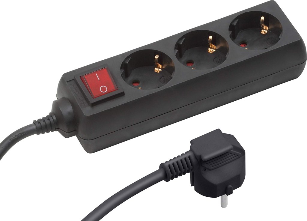 Regleta Meister de 3 enchufes con interruptor y cable de 1,4 m