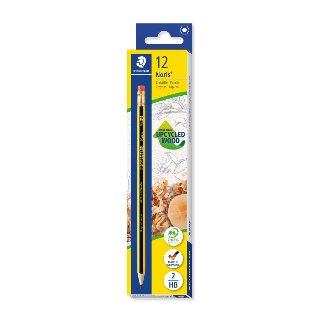 Pack de 12 lápices STAEDTLER Noris HB con goma – calidad profesional