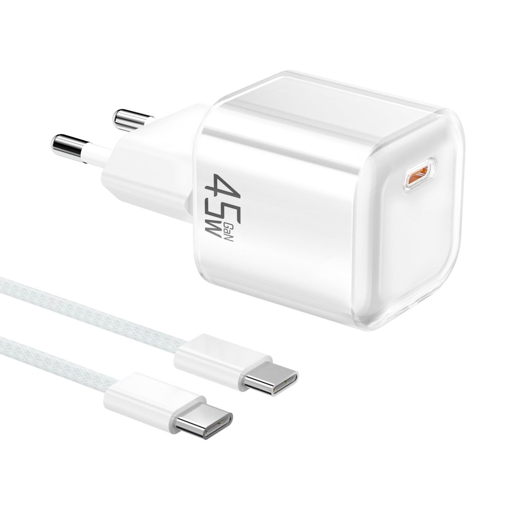 Cargador USB‑C compacto YISH 45W con cable de 1 m