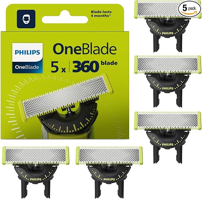 Pack de 5 cuchillas Philips OneBlade 360 – Corte perfecto sin tirones