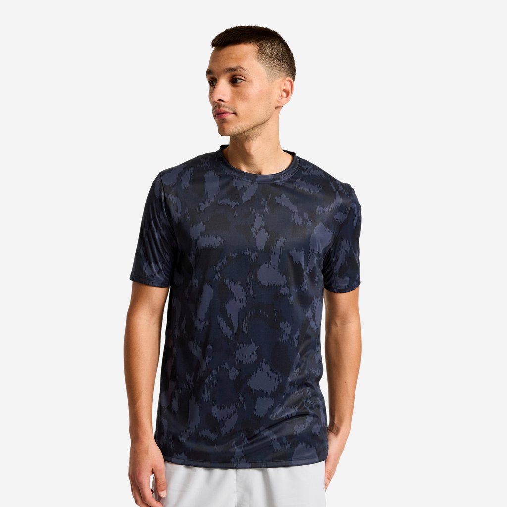 Camiseta deportiva de manga corta azul marino para hombre