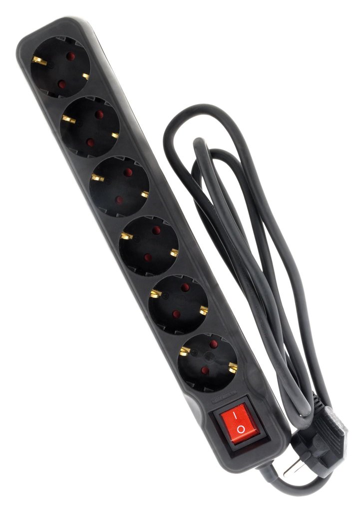 Regleta Zenitech de 6V con interruptor y cable de 1,4 m – negro