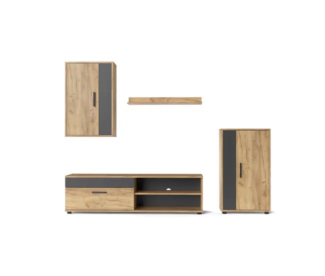 Mueble TV estilo industrial en roble y cemento - ¡Ahorra un 39%!