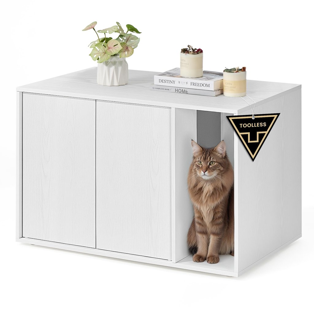 SONGMICS Armario Arenero para Gatos (Tambien color negro)