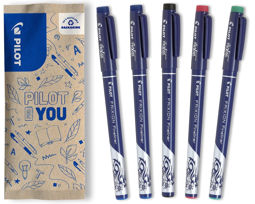 Pack 5 rotuladores borrables Pilot FriXion Fineliner – colores intensos
