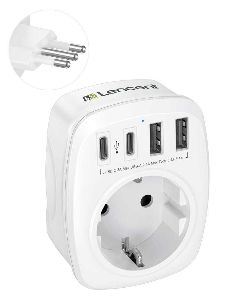 Viaja sin problemas con el adaptador universal LENCET para Italia y Chile