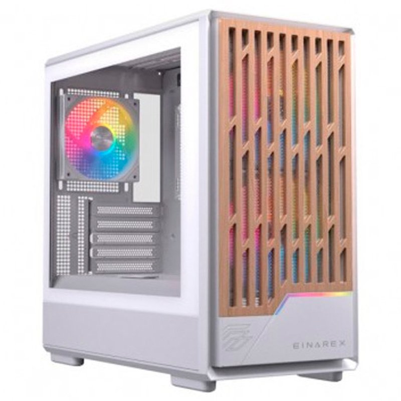 Einarex Pulse PM400: torre blanca con RGB y cristal templado